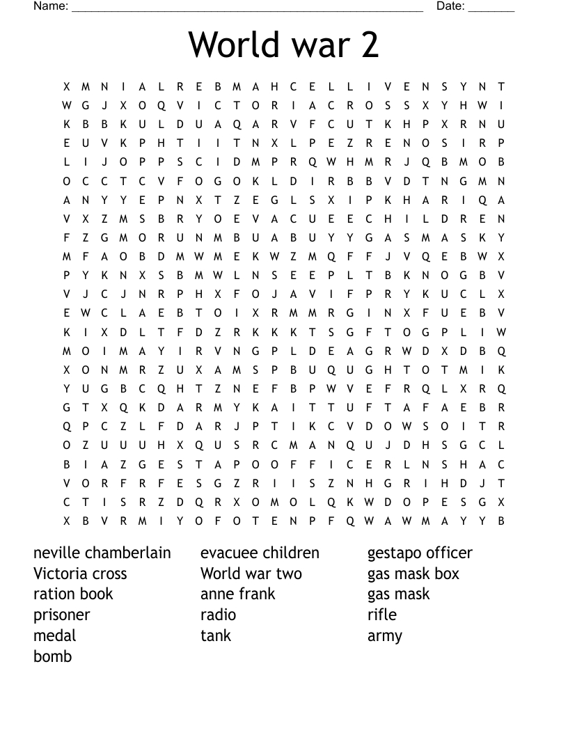 World war 2 Word Search