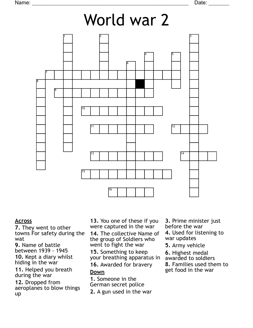 World war 2 Crossword