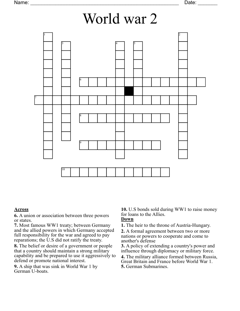World war 2 Crossword