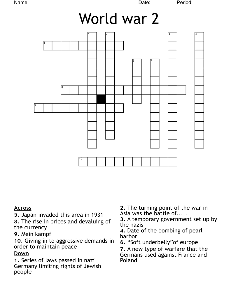 World war 2 Crossword