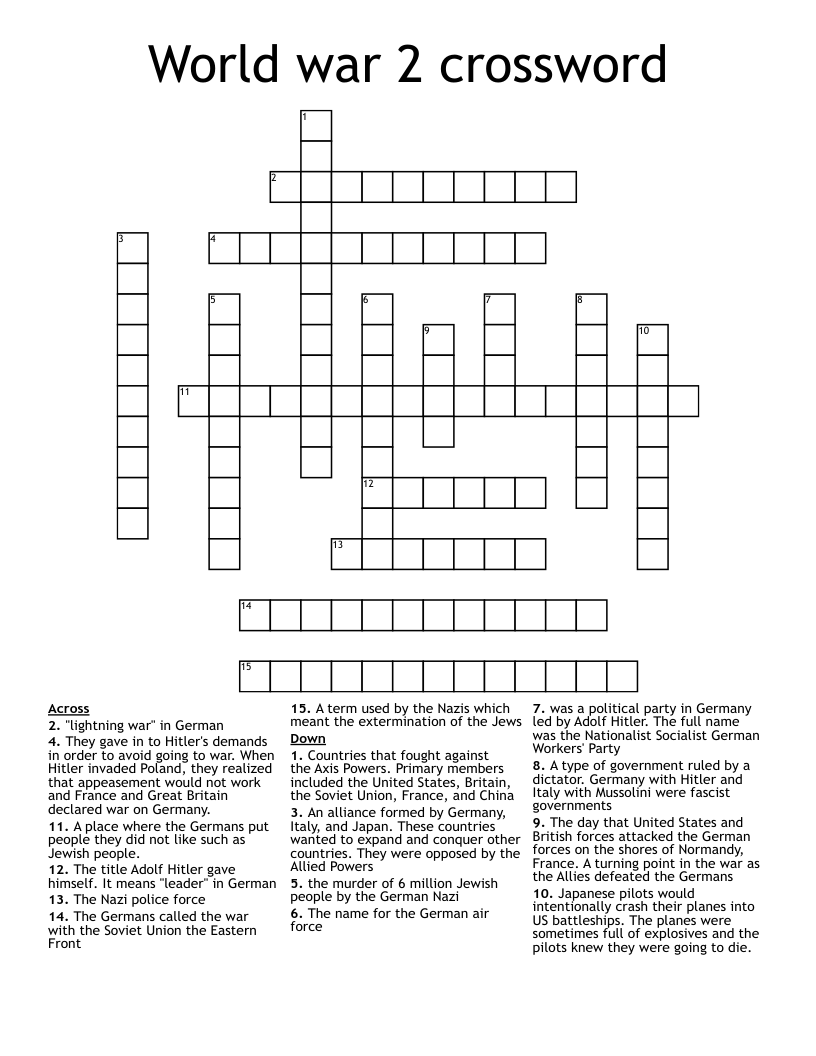 World war 2 crossword 