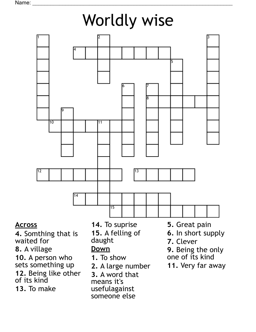 Worldly wise Crossword