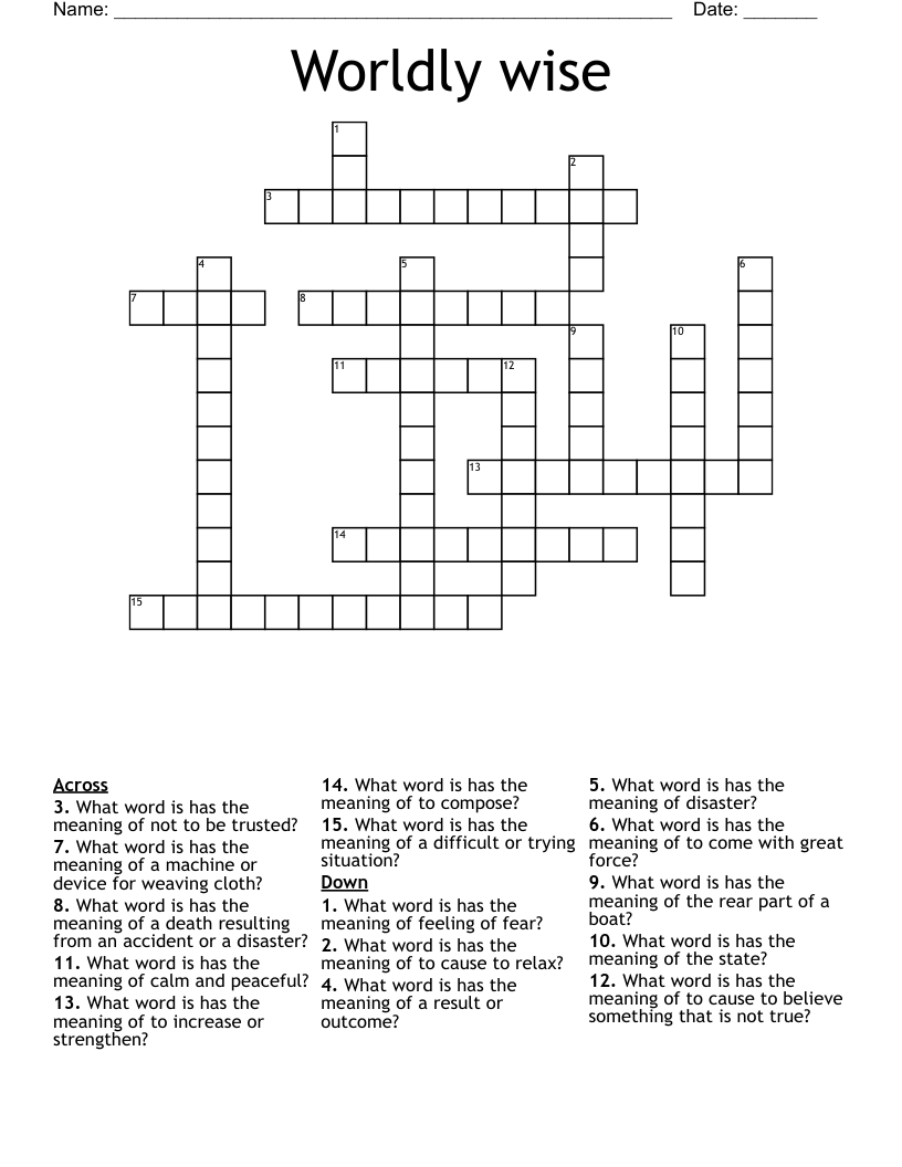 Worldly wise Crossword