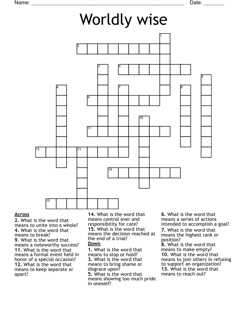 Worldly wise Crossword