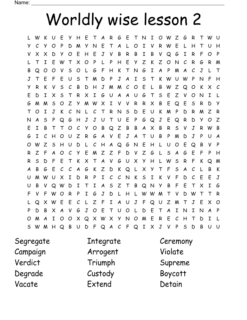 Worldly wise lesson 2 Word Search