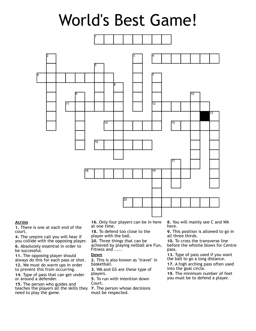 World's Best Game! Crossword