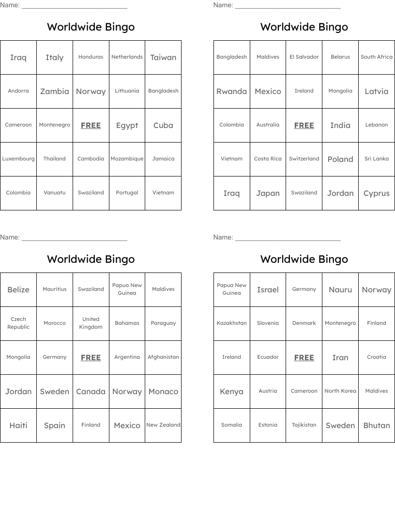 Worldwide Bingo