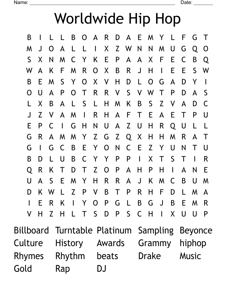 Worldwide Hip Hop Word Search
