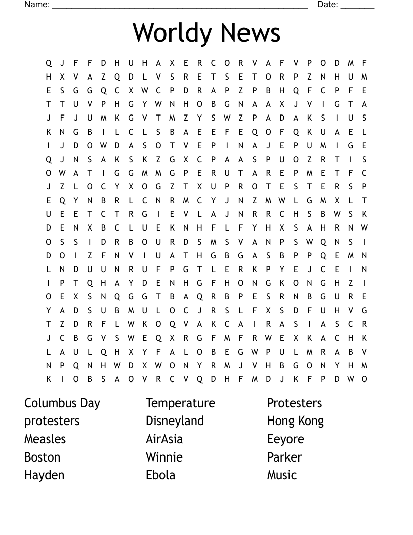 Worldy News Word Search