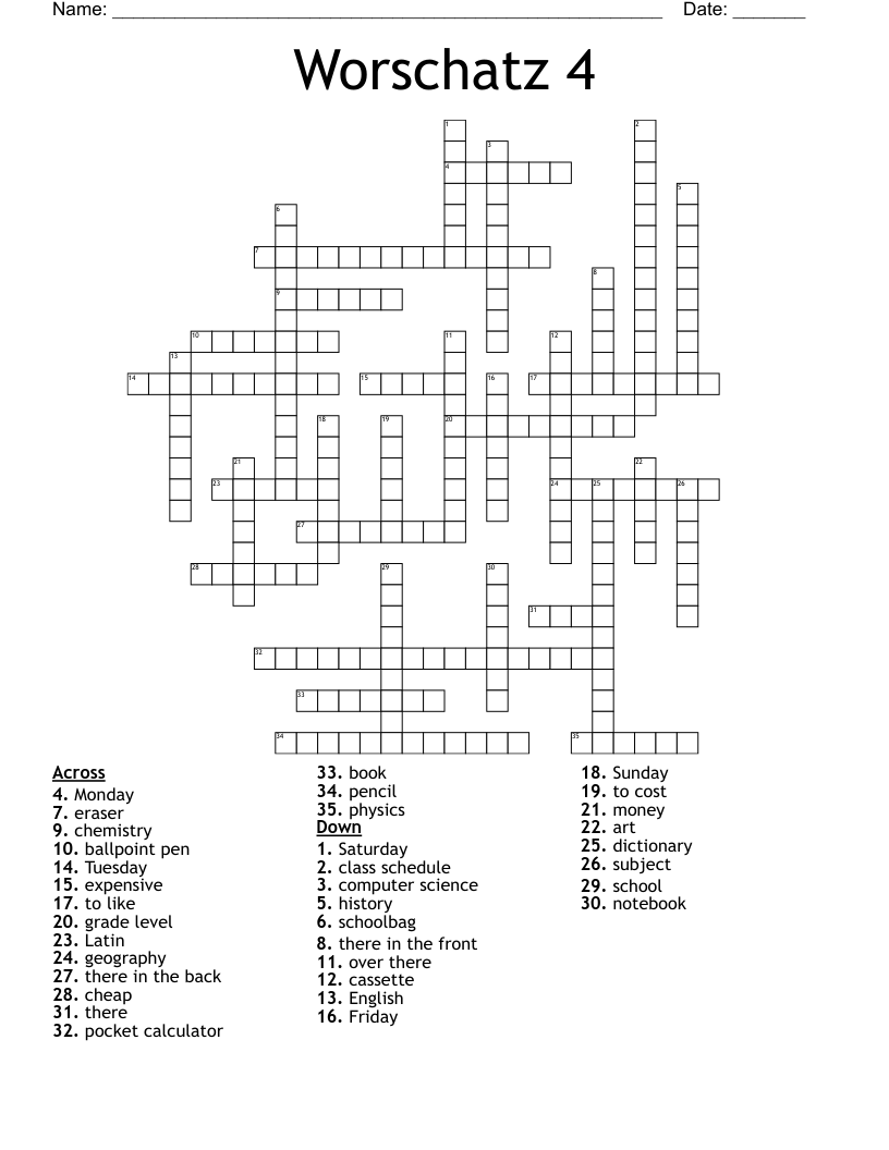 Worschatz 4 Crossword