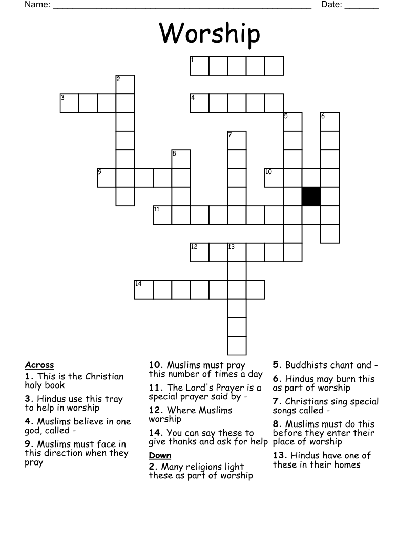 Worship Crossword