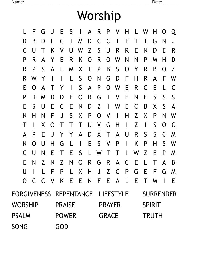 Worship Word Search
