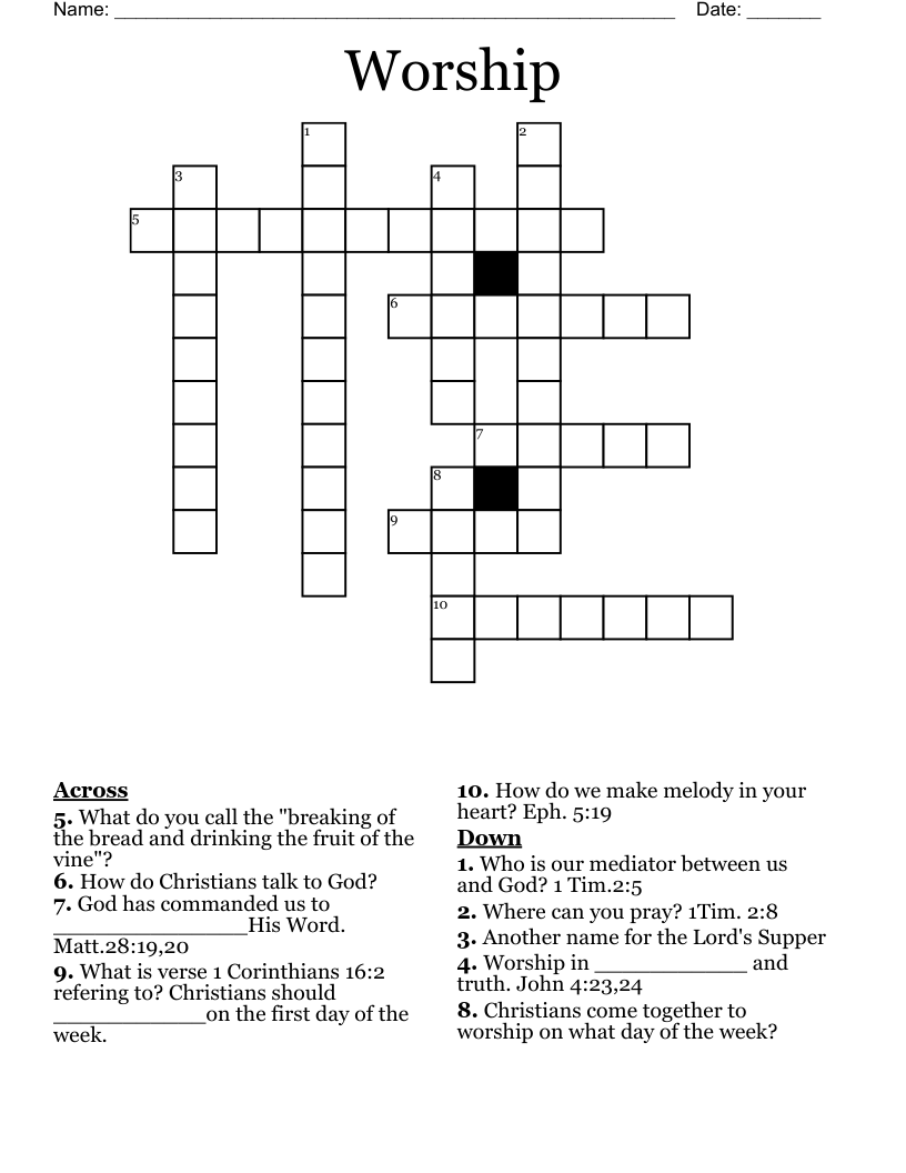 Worship Crossword