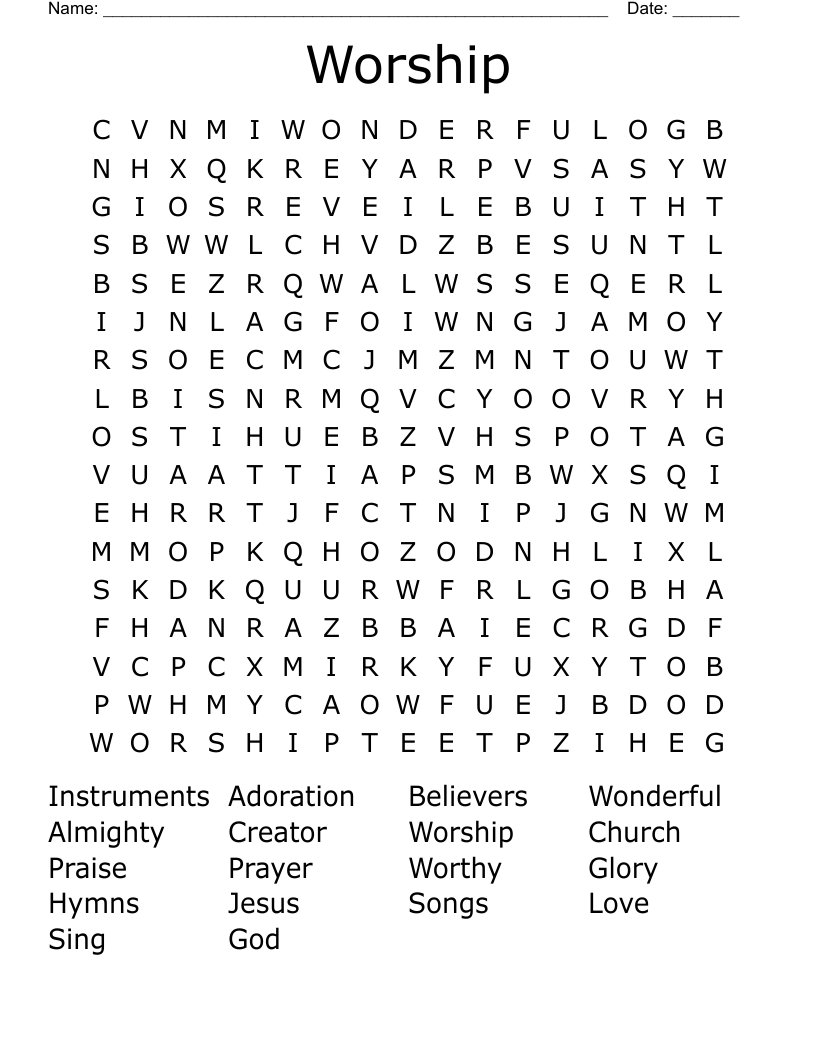 Worship Word Search