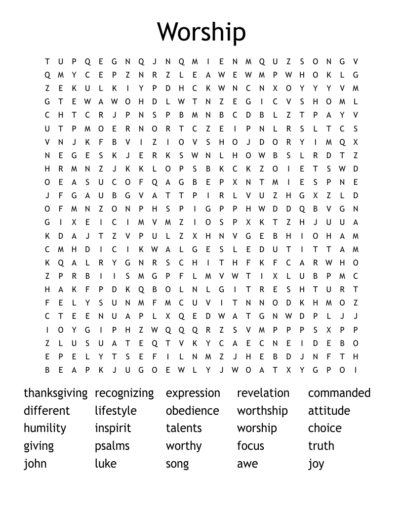 Worship Word Search