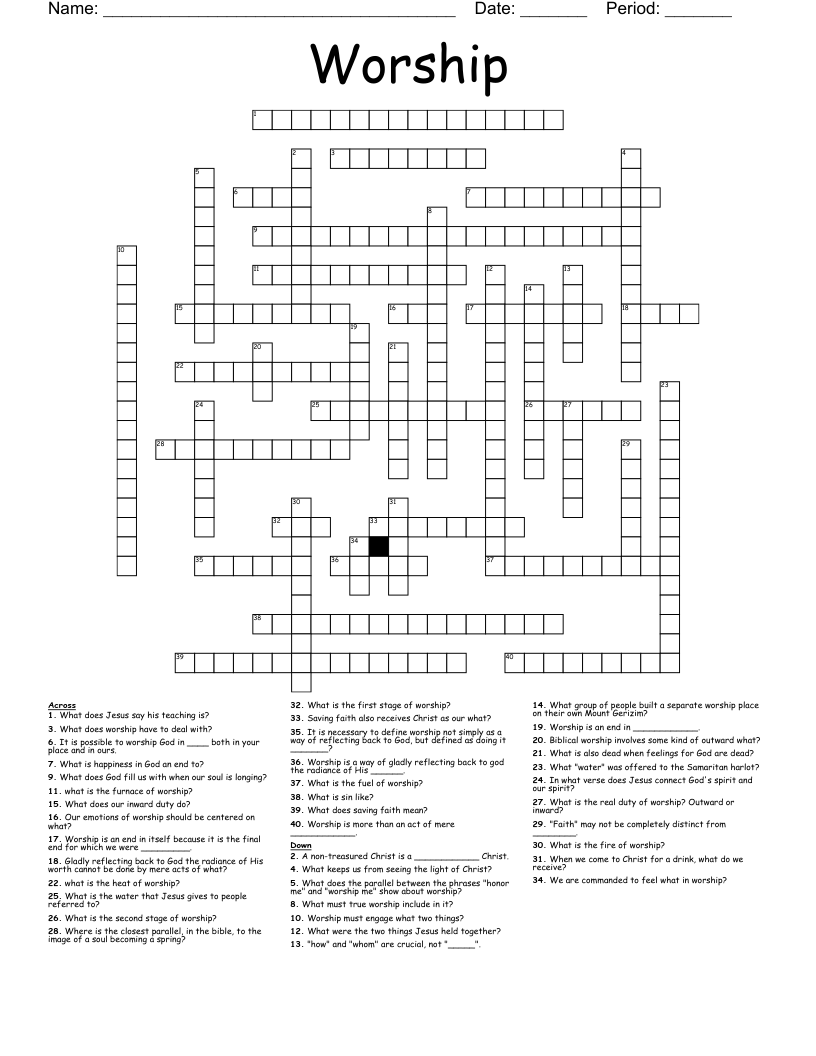 Worship Crossword