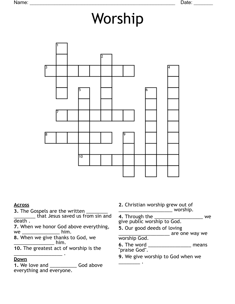 Worship Crossword