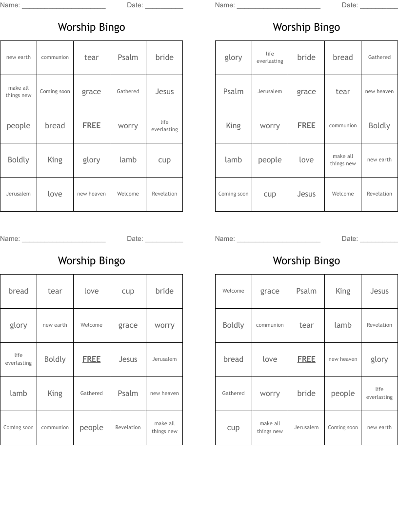 Worship Bingo