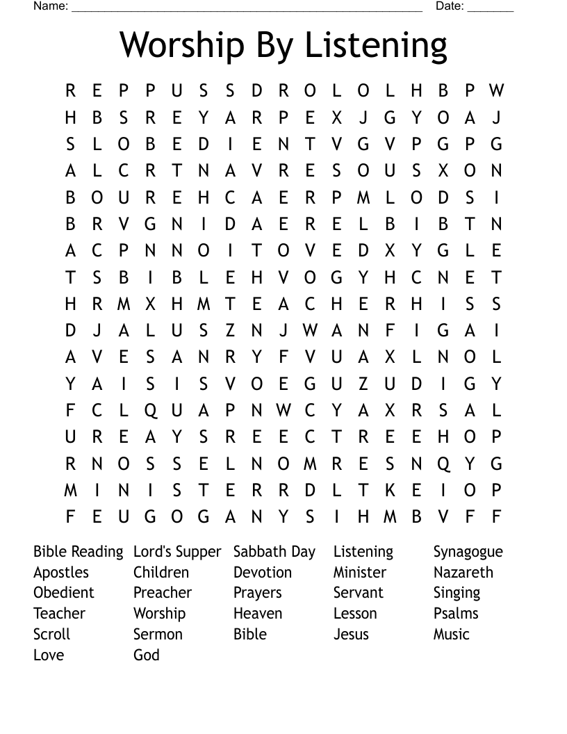 Worship By Listening Word Search