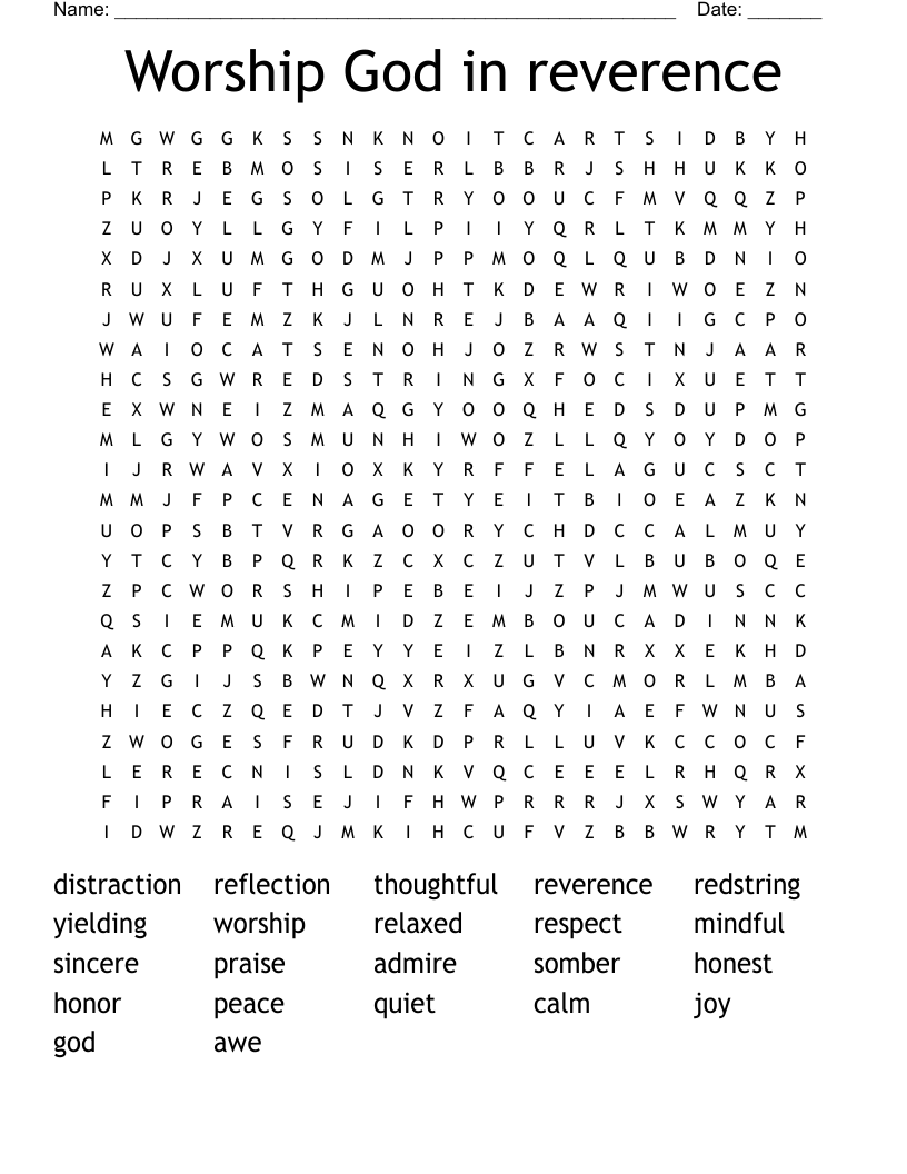 Worship God in reverence Word Search