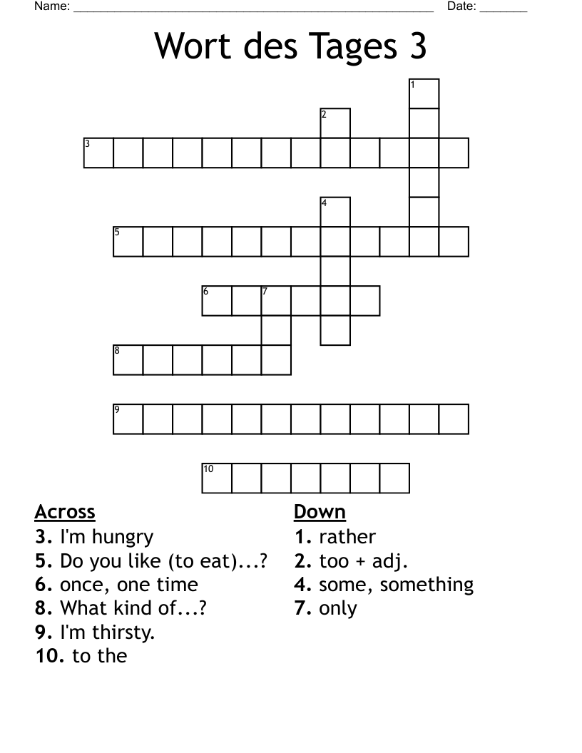 Wort des Tages 3 Crossword