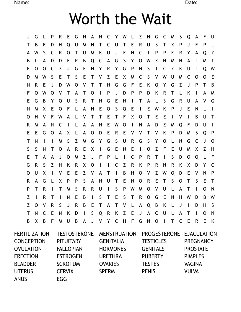 Worth the Wait Word Search