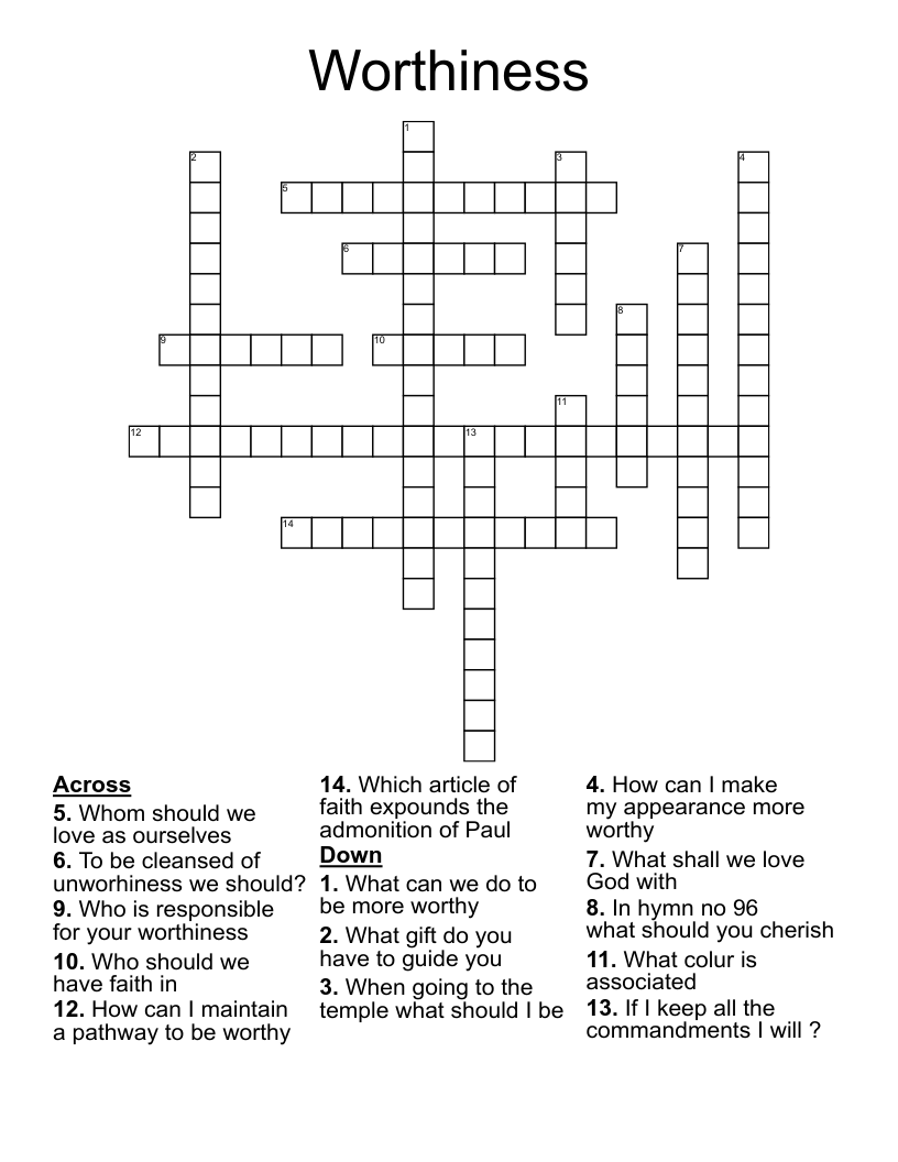 Worthiness Crossword
