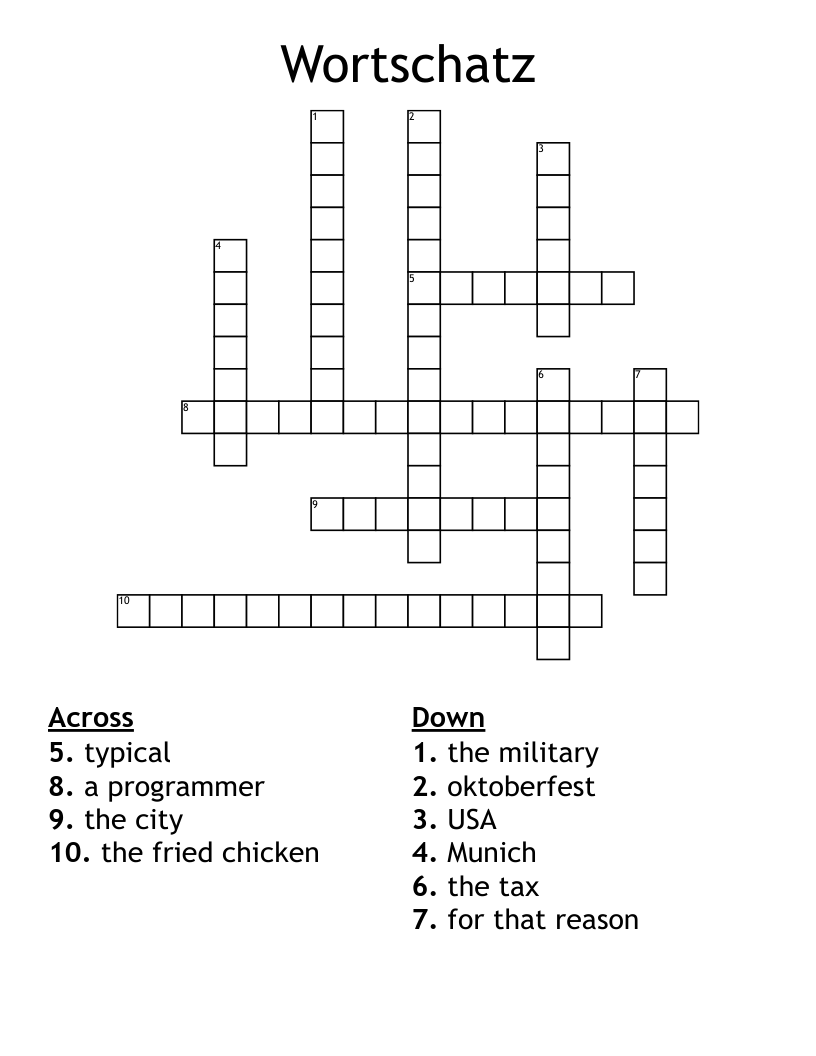 Wortschatz Crossword