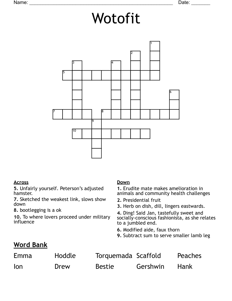 Wotofit  Crossword
