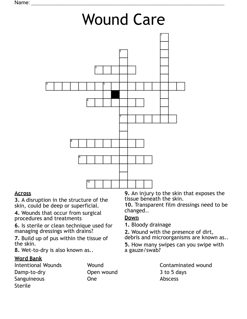 Wound Care Crossword