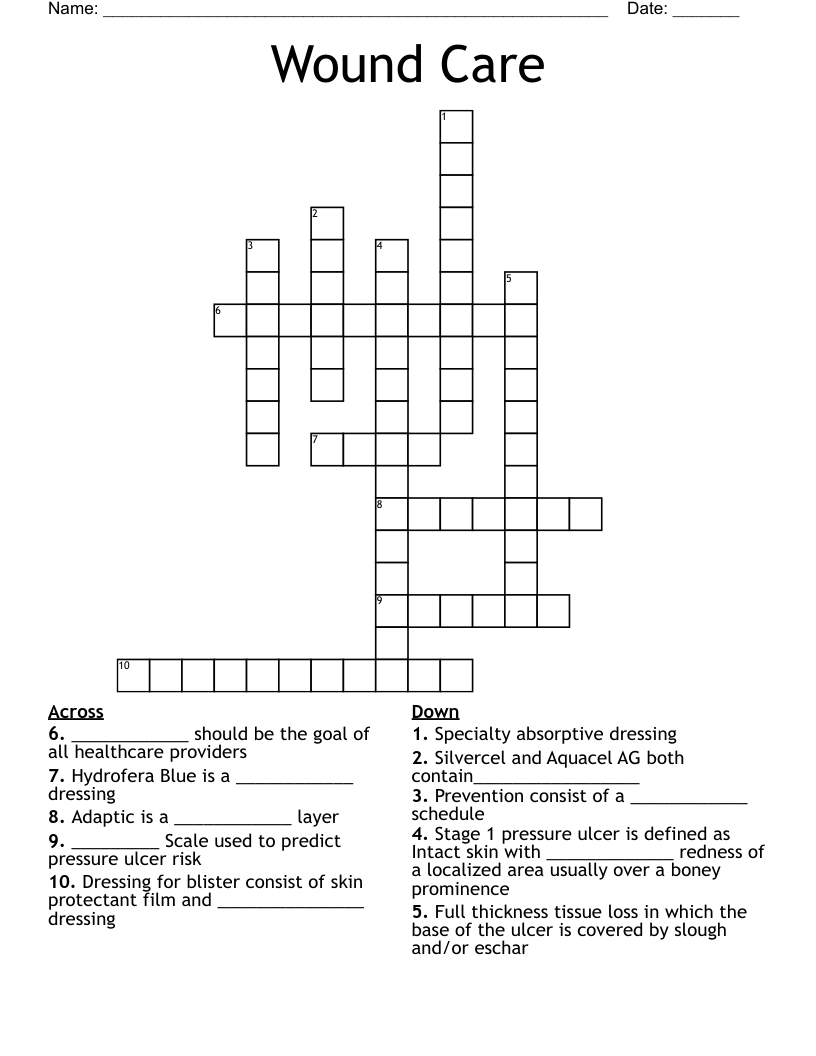 Wound Care Crossword
