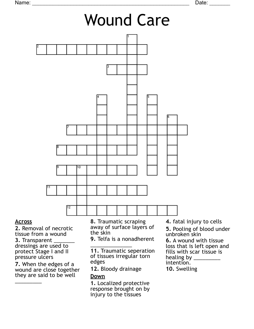 Wound Care Crossword