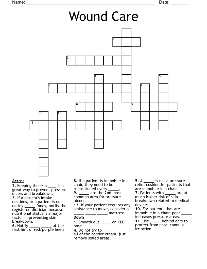 Wound Care Crossword