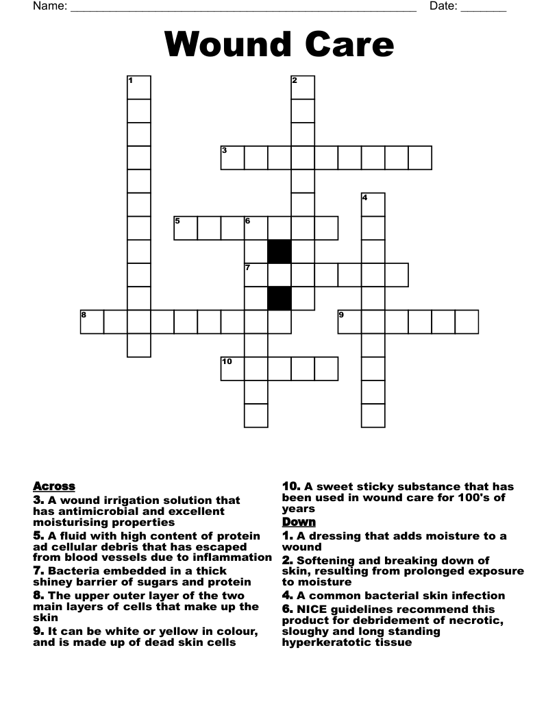 Wound Care Crossword