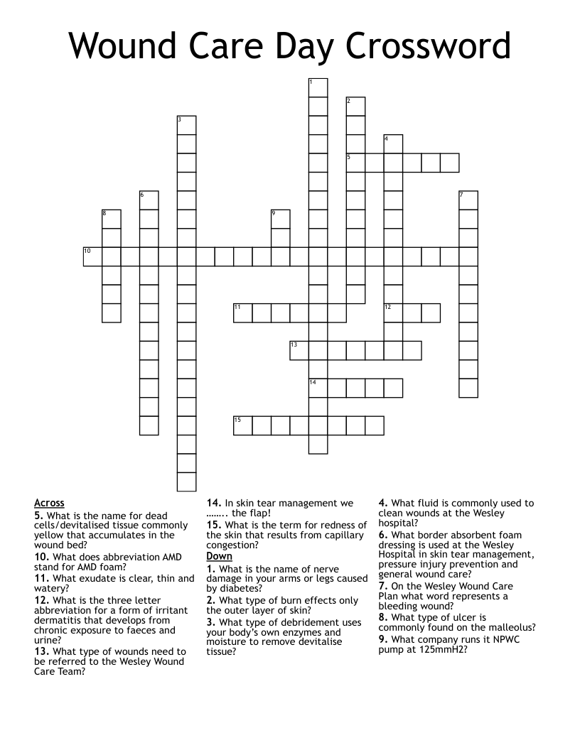 Wound Care Day Crossword