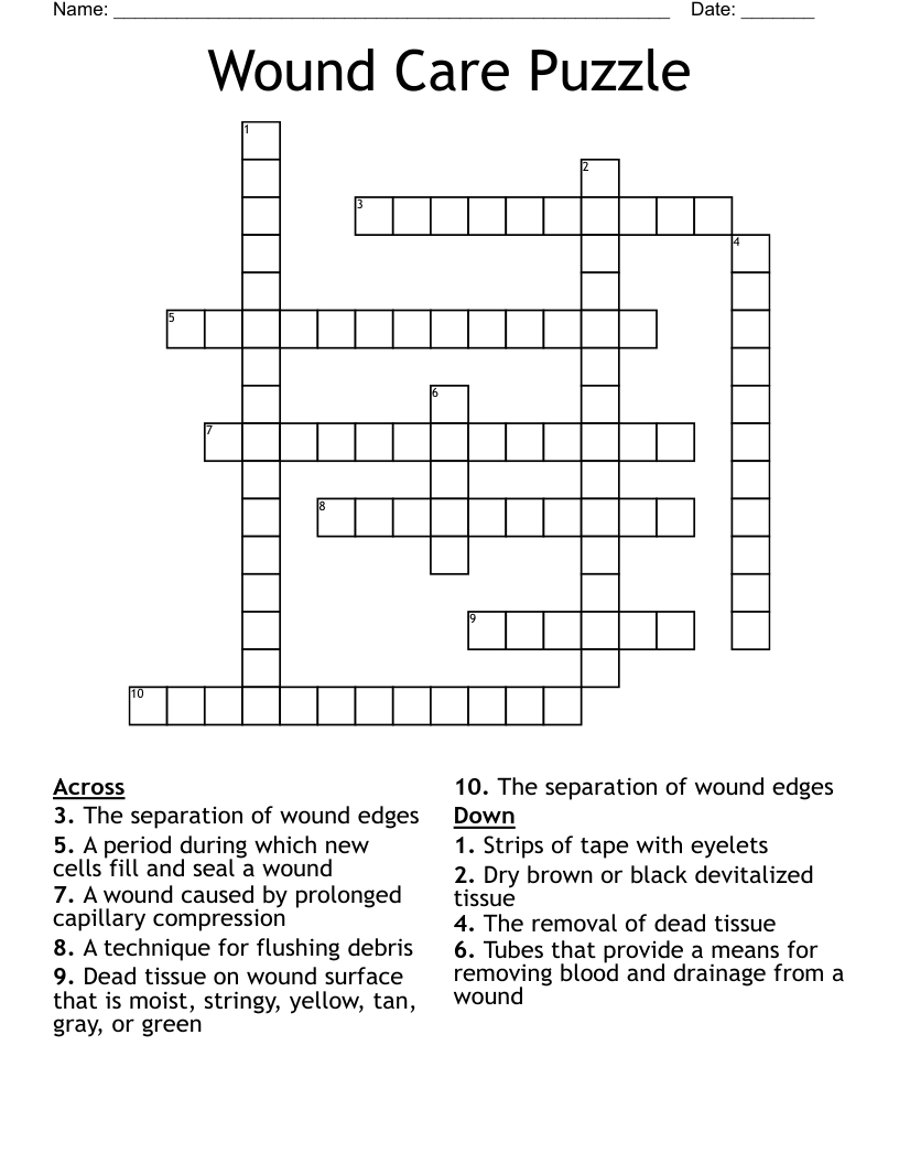Wound Care Puzzle Crossword