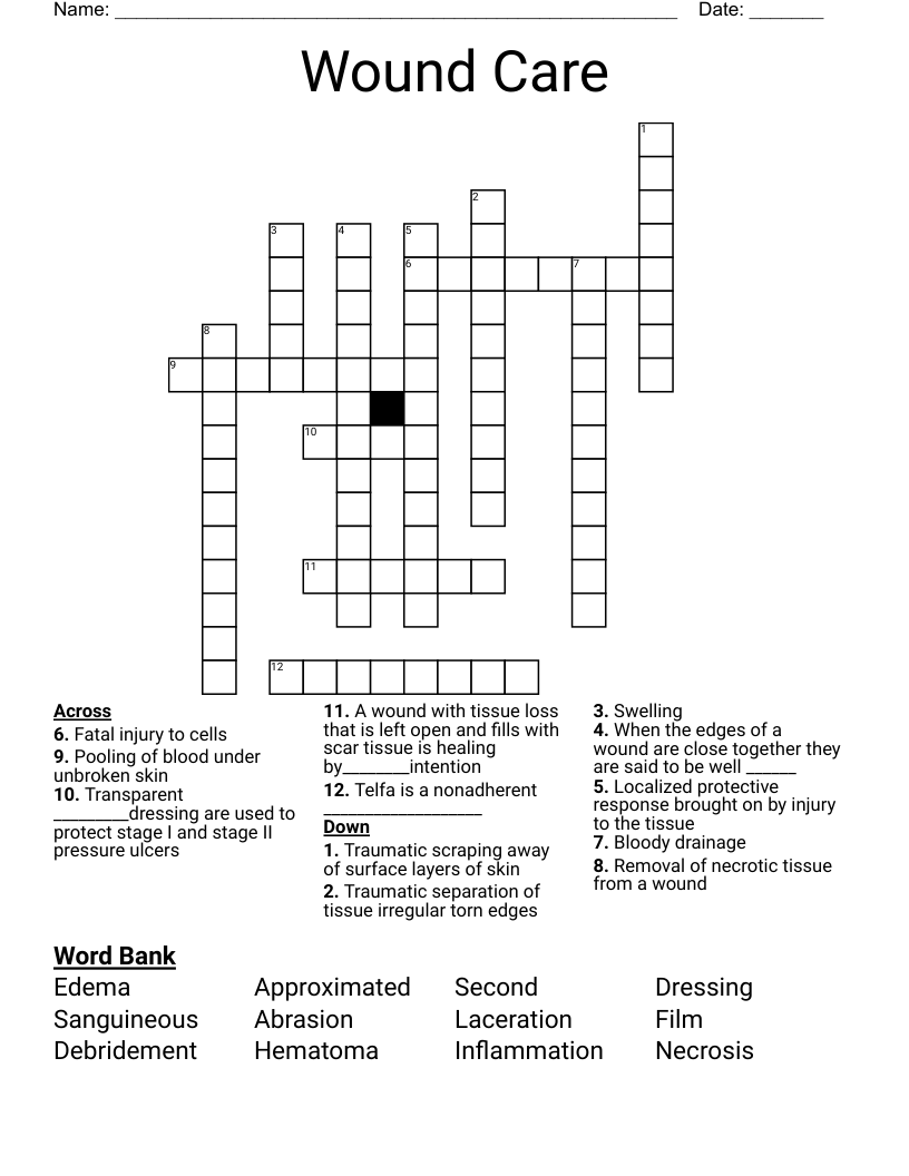Wound Care  Crossword