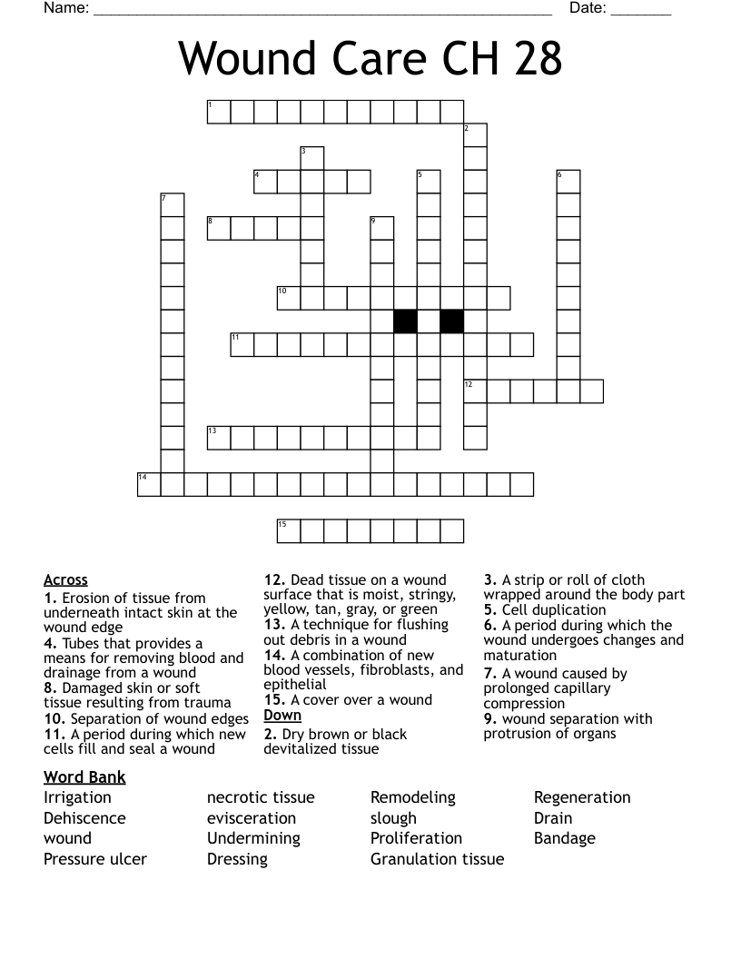 Wound Care  CH 28 Crossword