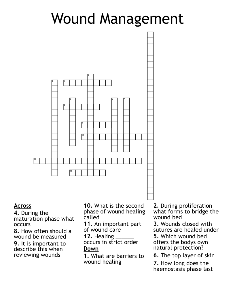 Wound Management Crossword