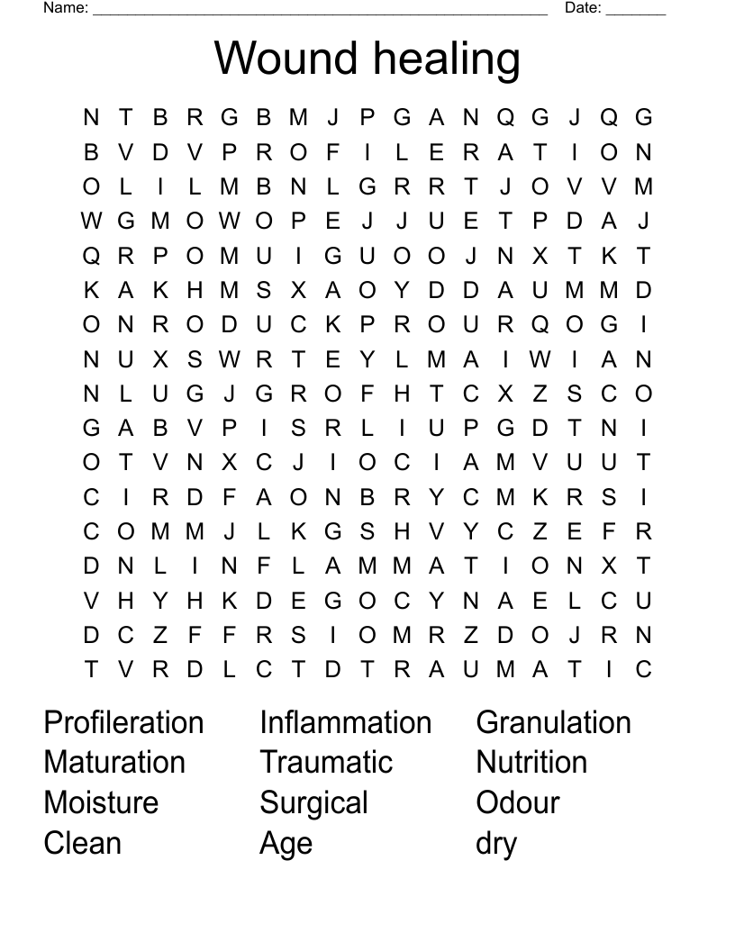 Wound healing Word Search