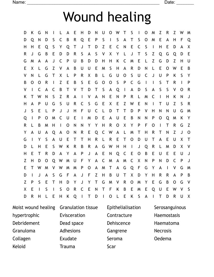 Wound healing  Word Search