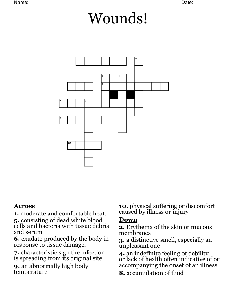 Wounds! Crossword