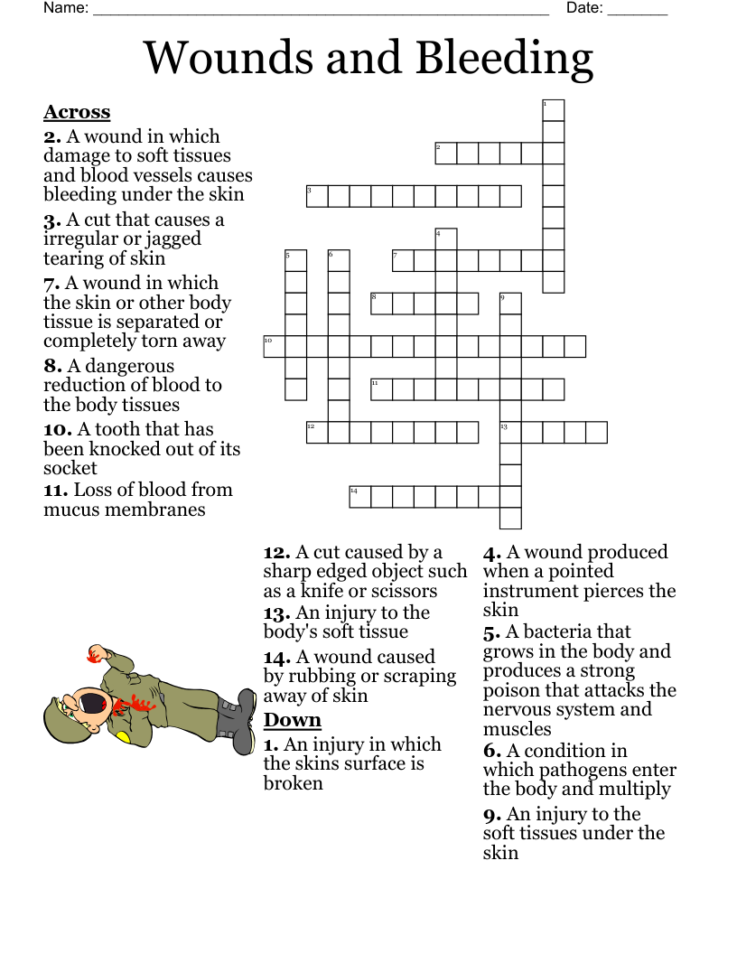 Wounds and Bleeding Crossword