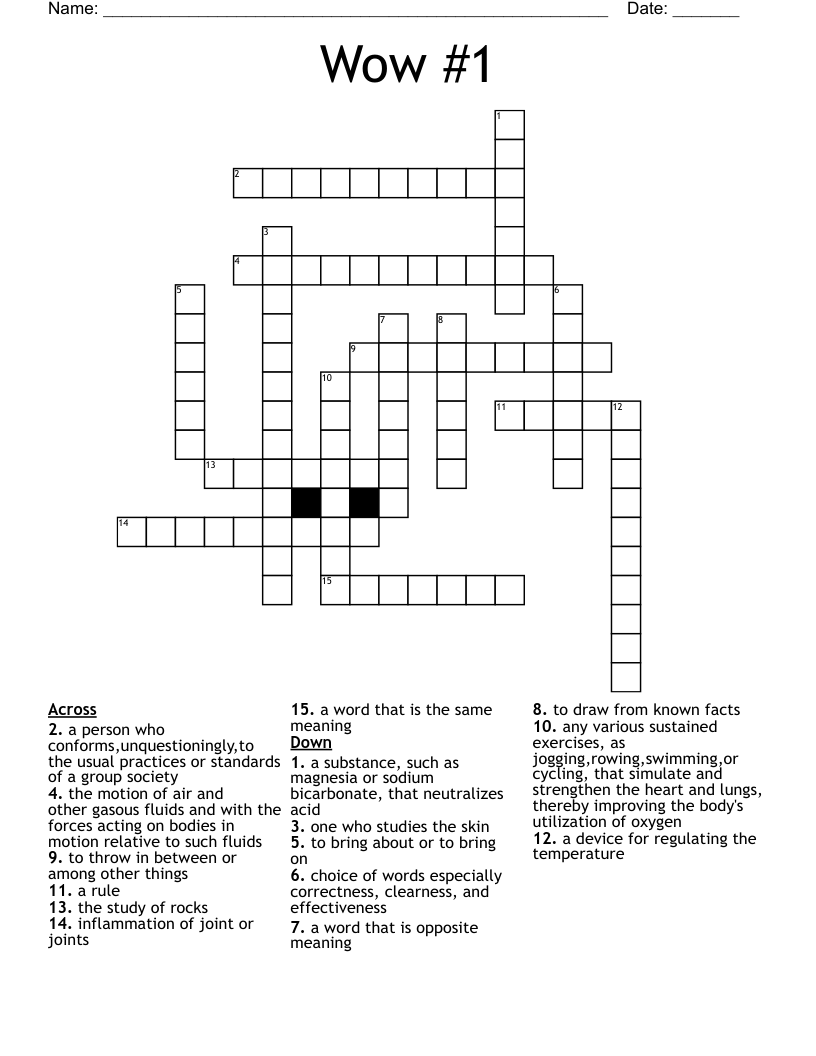 Wow #1 Crossword