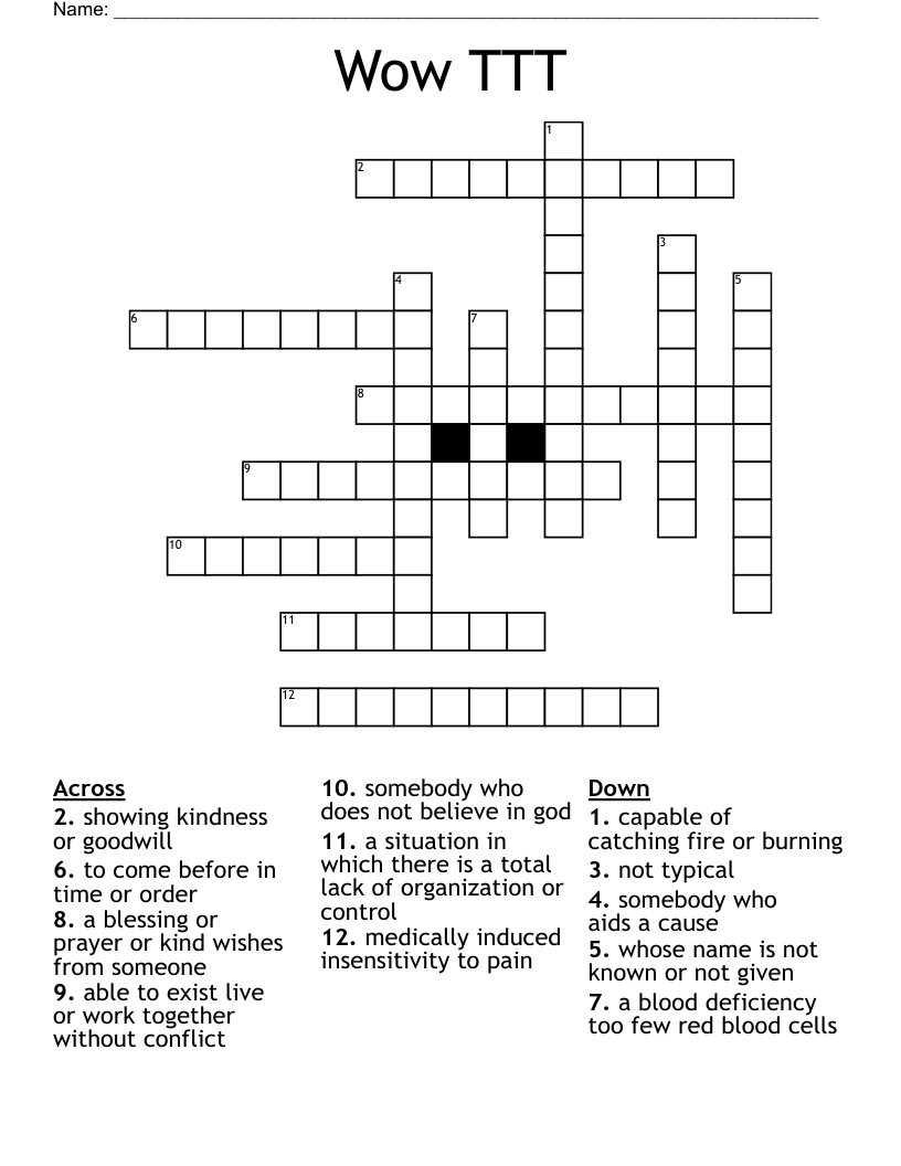 Wow TTT Crossword