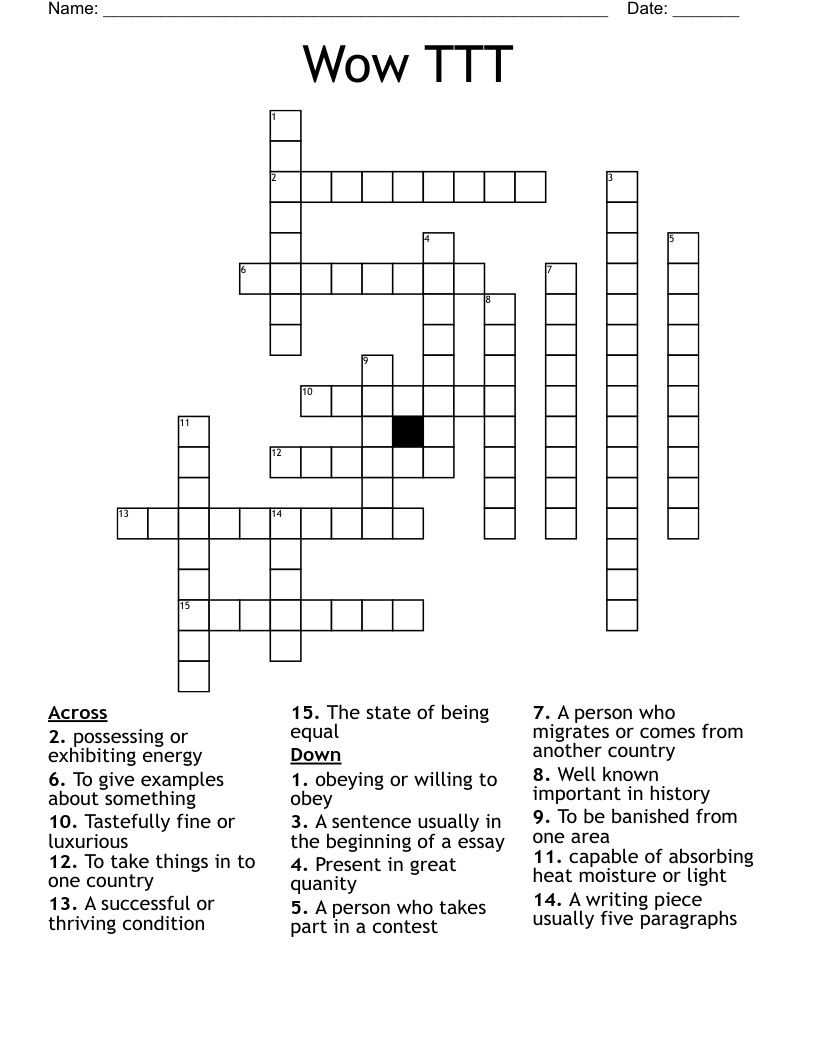Wow TTT  Crossword