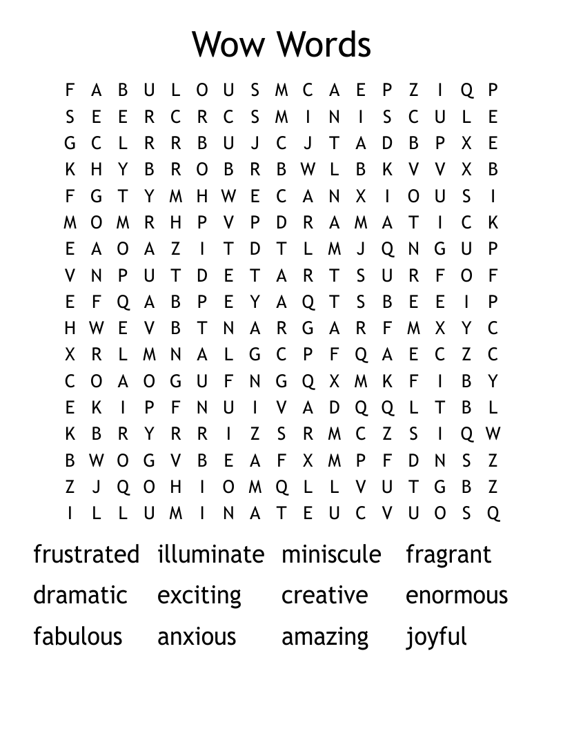 Wow Words Word Search