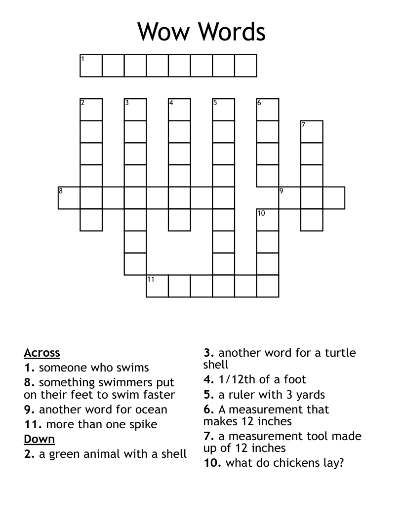 Wow Words Crossword