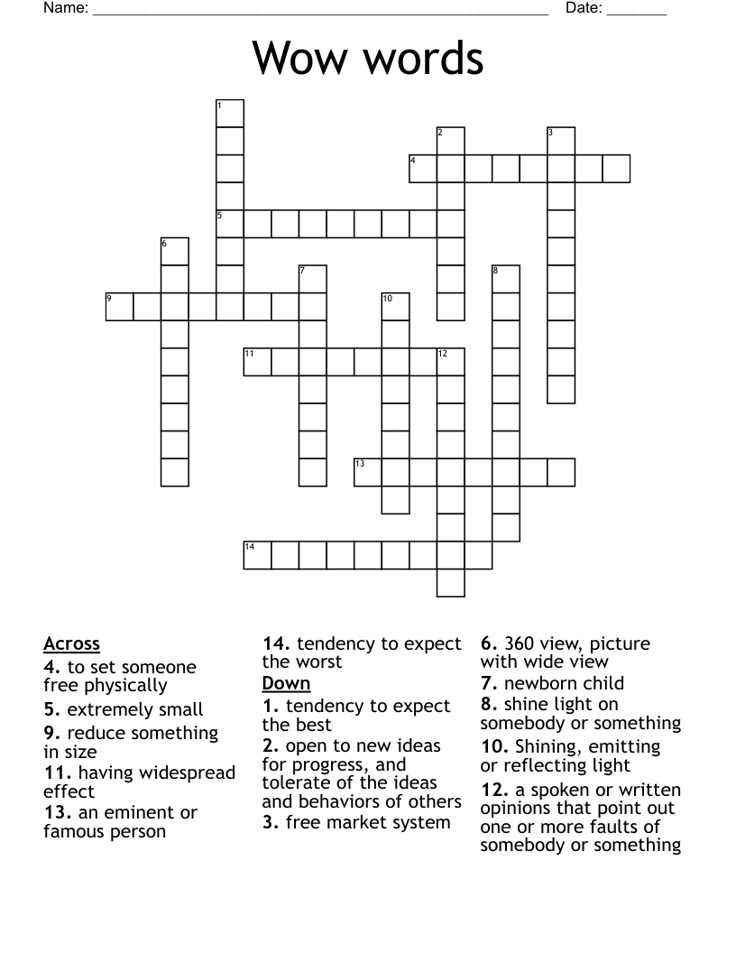 Wow words Crossword
