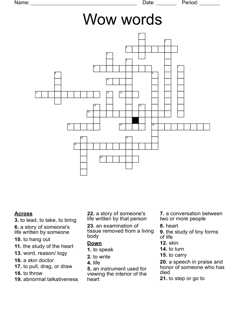 Wow words  Crossword